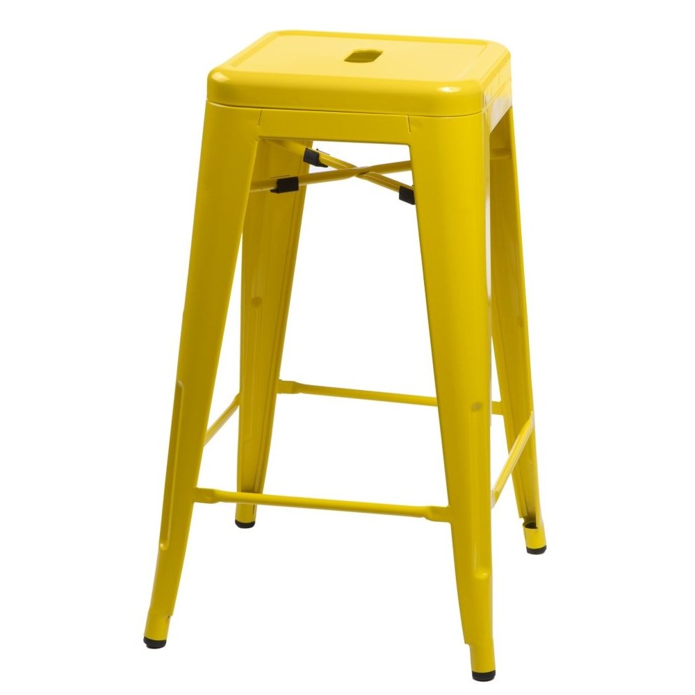 Stołek barowy Paris 66cm żółty inspirowany Tolix