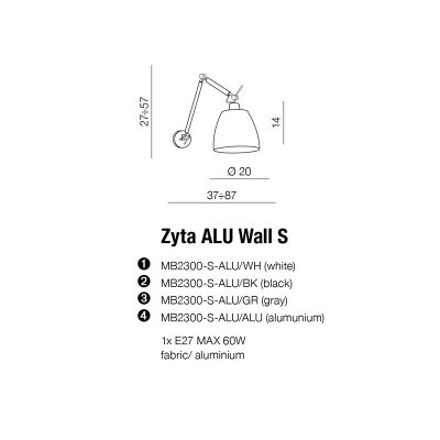 Zyta S Alu II - Kinkiet