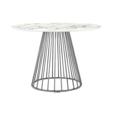 Stół GLAM MARBLE 110 - MDF, chromowana podstawa