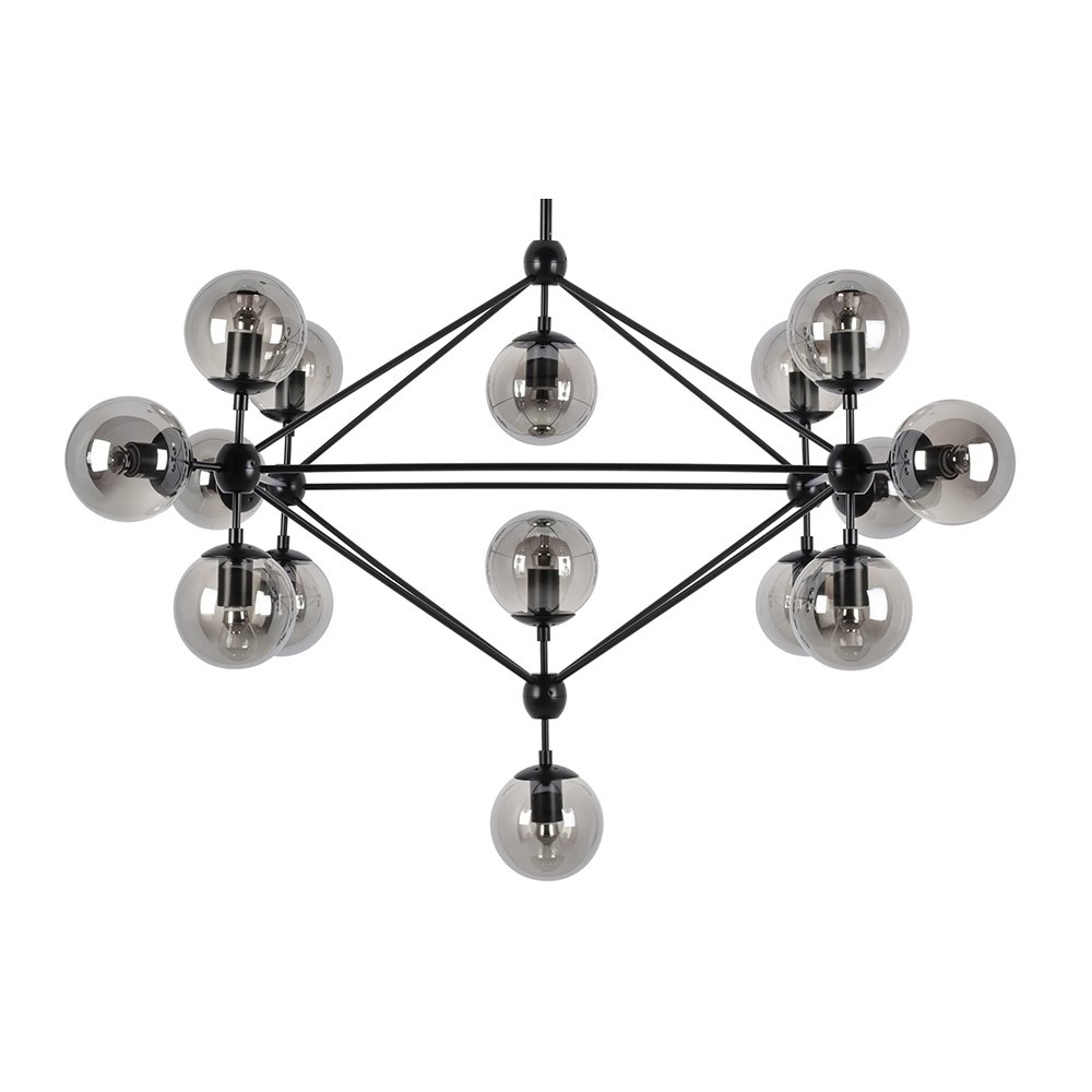 Lampa wisząca PLANETARIO 15 czarna - klosze dymione