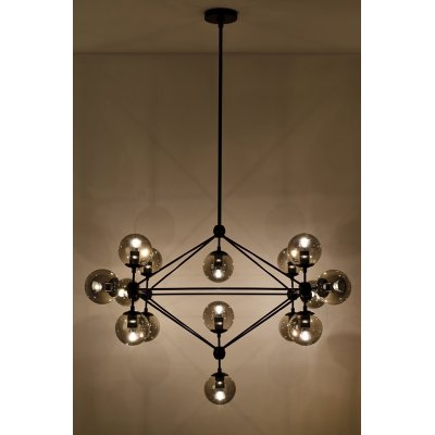 Lampa wisząca PLANETARIO 15 czarna - klosze dymione