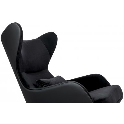 Fotel HAMPTON VELVET czarny, ekoskóra czarna - złota podstawa