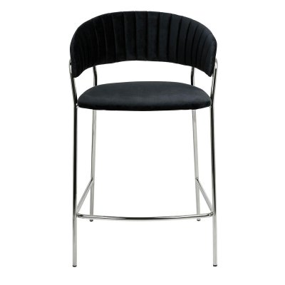Krzesło barowe MARGO 65 czarny - welur, podstawa chromowana