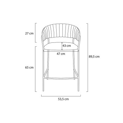 Krzesło barowe MARGO 65 czarny - welur, podstawa chromowana