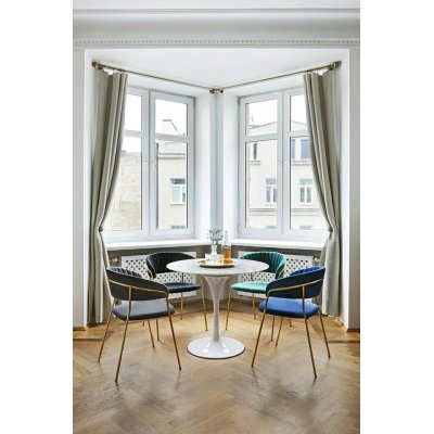 Krzesło MARGO ciemny niebieski - welur, podstawa złota