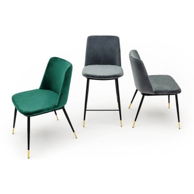 Krzesło DIEGO ciemny szary - welur, podstawa czarno złota