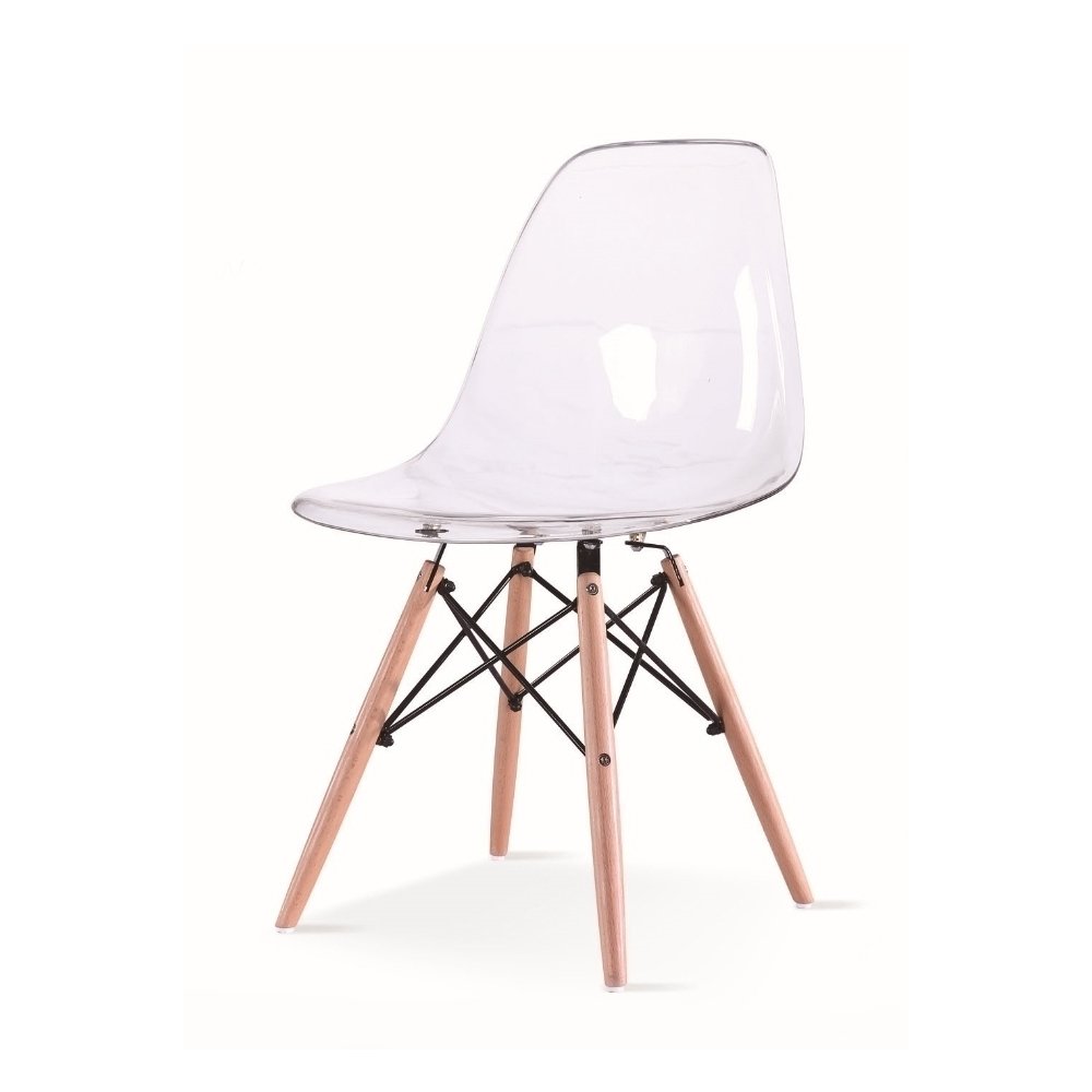 Krzesło ICE WOOD transparentne - poliweglan, podstawa bukowa