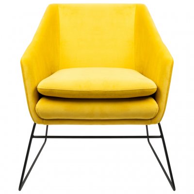 Fotel EMMA VELVET żółty welur - podstawa metal czarna