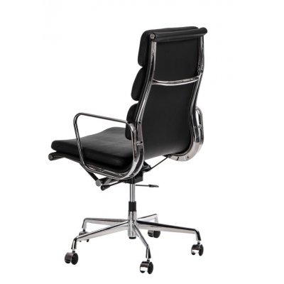 Fotel biurowy CH2191T czarna skóra chrom