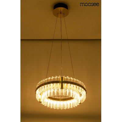 MOOSEE lampa wisząca SATURNUS 47 DUO złota - LED, kryształ, stal szczotkowana