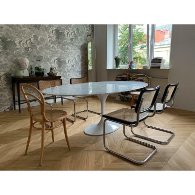 Stół TULIP ELLIPSE MARBLE CARRARA biały - blat owalny marmurowy, metal