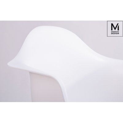 MODESTO fotel DAW DSW biały - polipropylen, nogi bukowe