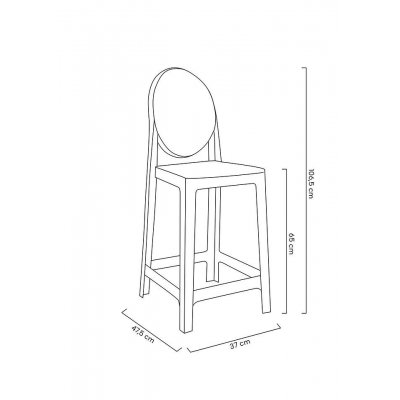 Krzesło barowe VICTORIA 65 cm dymione - poliwęglan
