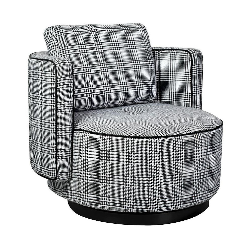 Fotel obrotowy TONDO pepitka biało-czarna