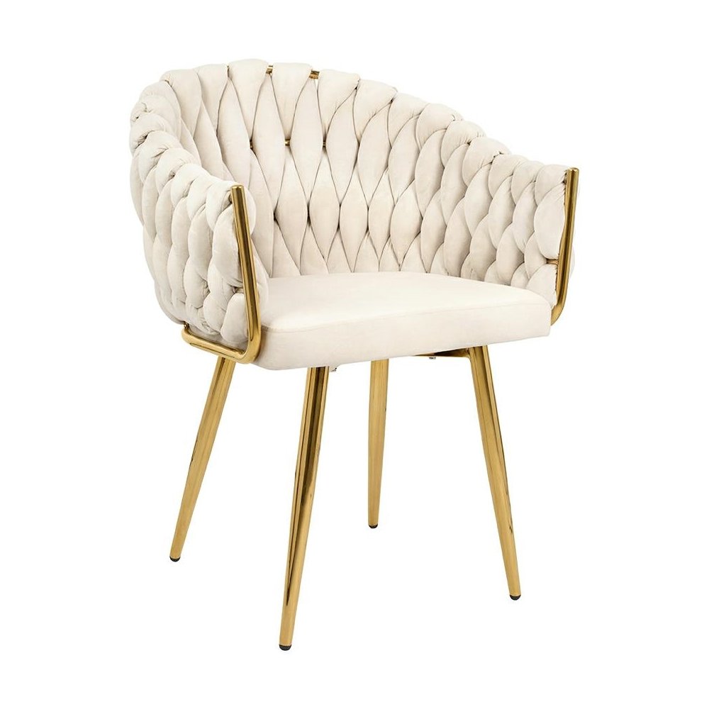 Krzesło TRESSE beżowe - welur, podstawa złota