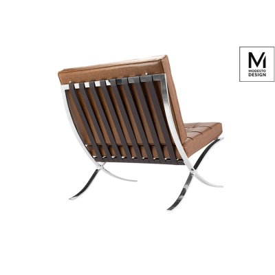 MODESTO fotel BARCELON VINTAGE PU - ekoskóra, stal polerowana