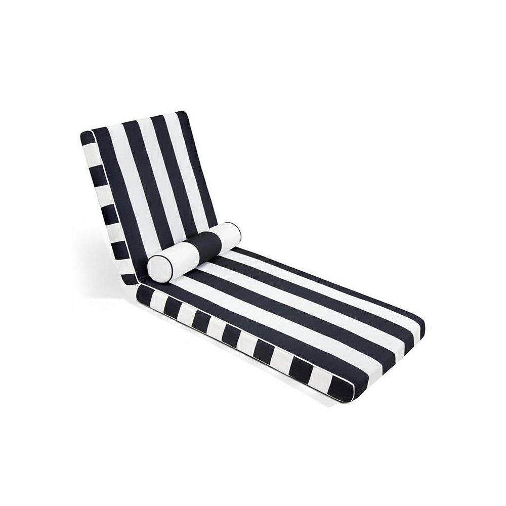 Materac ogrodowy AZURE z poduszką biało-czarny