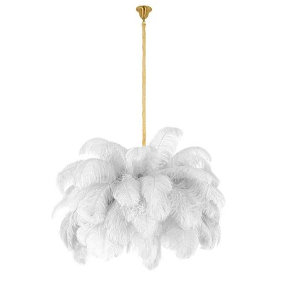 MOOSEE lampa wisząca TIFFANY 135 biała    mosiądz / naturalne pióra