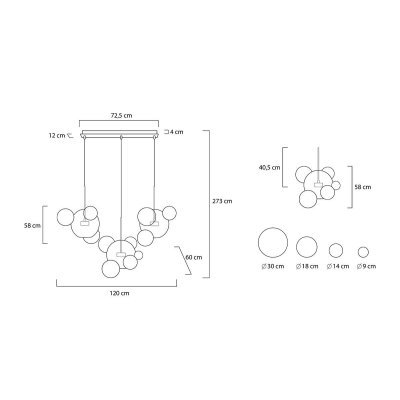 MOOSEE lampa wisząca CAPRI LINE 3 złota   - 180 LED, aluminium, szkło