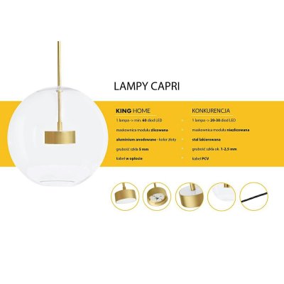 MOOSEE lampa wisząca CAPRI 6 złota - 60   LED, alumiumium, szkło