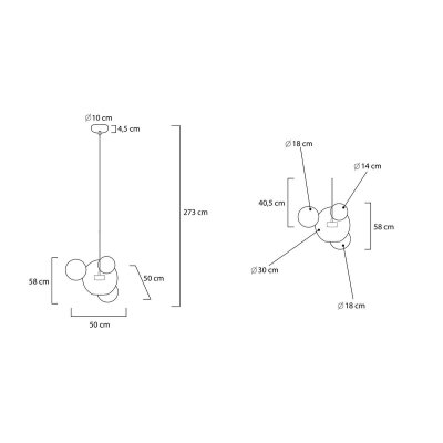 MOOSEE lampa wisząca CAPRI 4 złota - 60   LED, aluminium, szkło