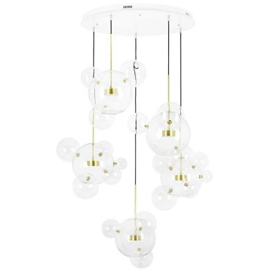 MOOSEE Lampa wisząca CAPRI DISC 5 złota   - 300 LED, aluminium, szkło