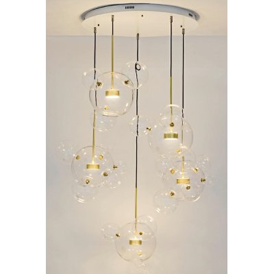 MOOSEE Lampa wisząca CAPRI DISC 5 złota   - 300 LED, aluminium, szkło