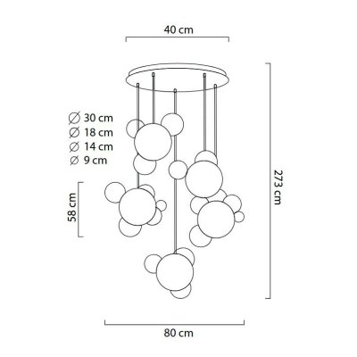 MOOSEE Lampa wisząca CAPRI DISC 5 złota   - 300 LED, aluminium, szkło