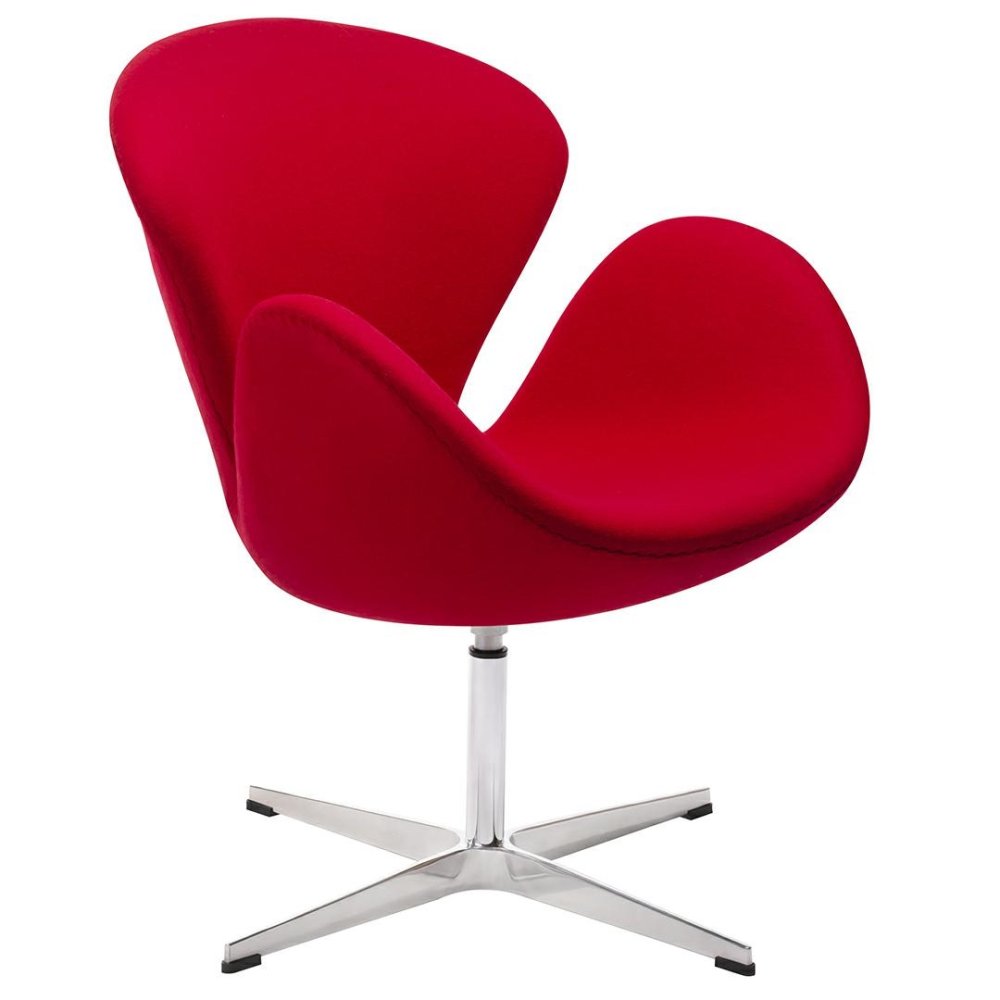 Fotel SWAN WOOL PREMIUM czerwony -  wełna, podstawa stal
