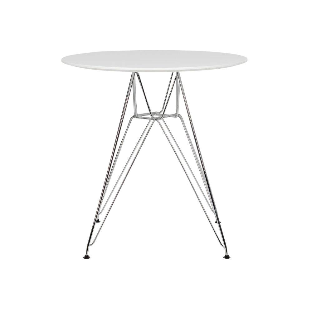 Stół DSR FI 70 biały - blat MDF, podstawa chromowa