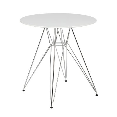 Stół DSR FI 70 biały - blat MDF, podstawa chromowa