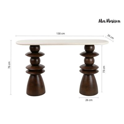 MaMaison konsola RONDA 130 drewno mango   / marmur