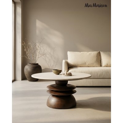 MaMaison stolik kawowy RONDA 80 drewno    mango / marmur