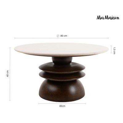 MaMaison stolik kawowy RONDA 80 drewno    mango / marmur