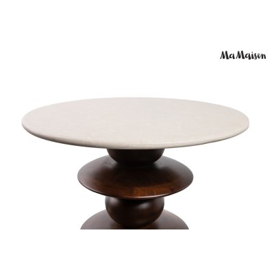 MaMaison stolik RONDA 50 drewno mango /   marmur