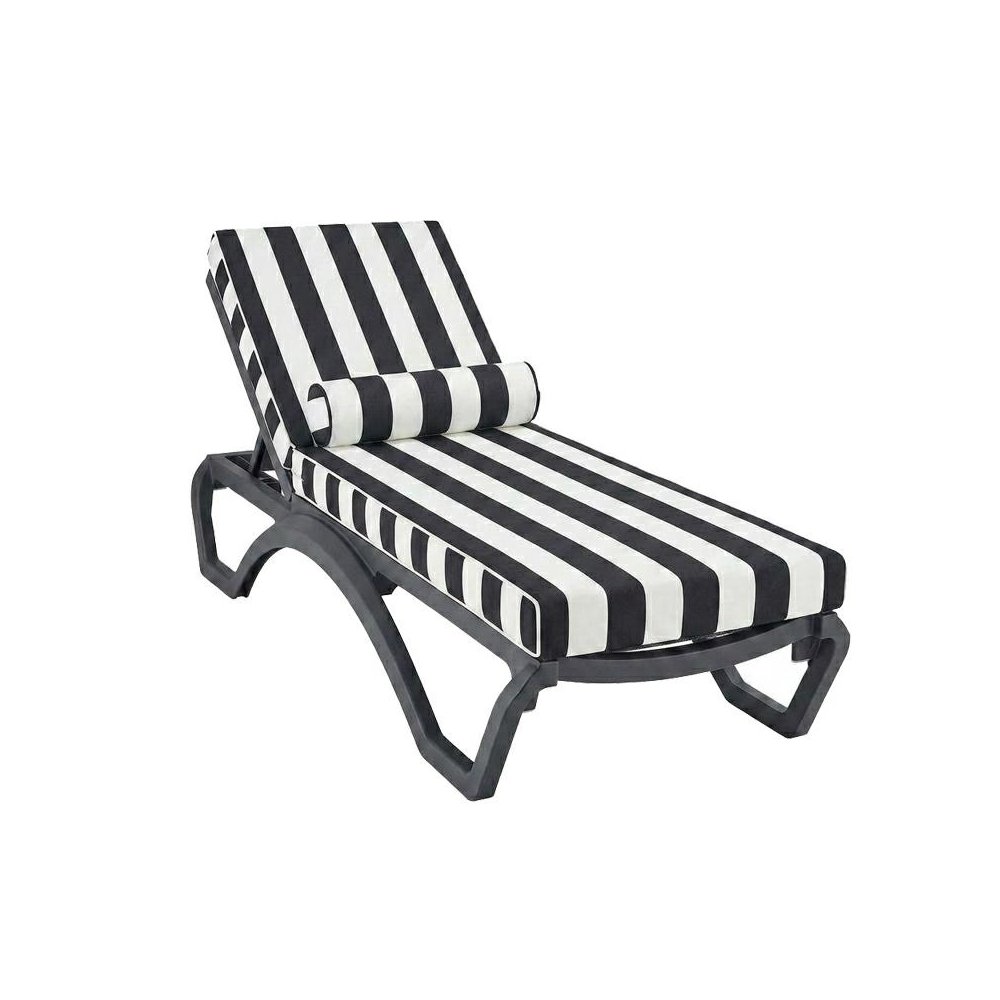 Zestaw ogrodowy NICEA leżak z materacem   i poduszką biało-czarny