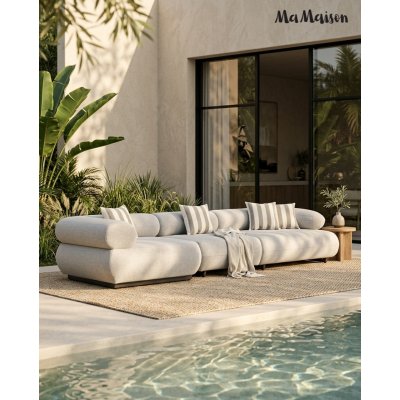MaMaison sofa ogrodowa ALEXANDER szara    (poduszki i pokrowiec w zestawie)