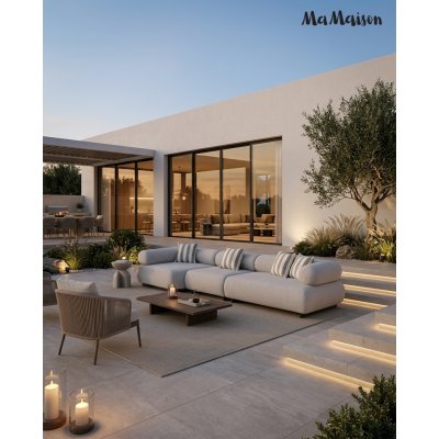 MaMaison sofa ogrodowa ALEXANDER szara    (poduszki i pokrowiec w zestawie)