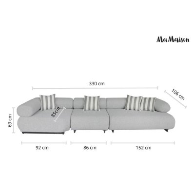 MaMaison sofa ogrodowa ALEXANDER szara    (poduszki i pokrowiec w zestawie)