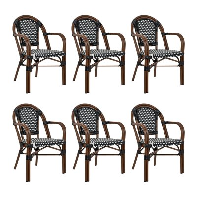 Zestaw 6 krzeseł ogrodowych CAFE PARIS    ARM brązowy rattan