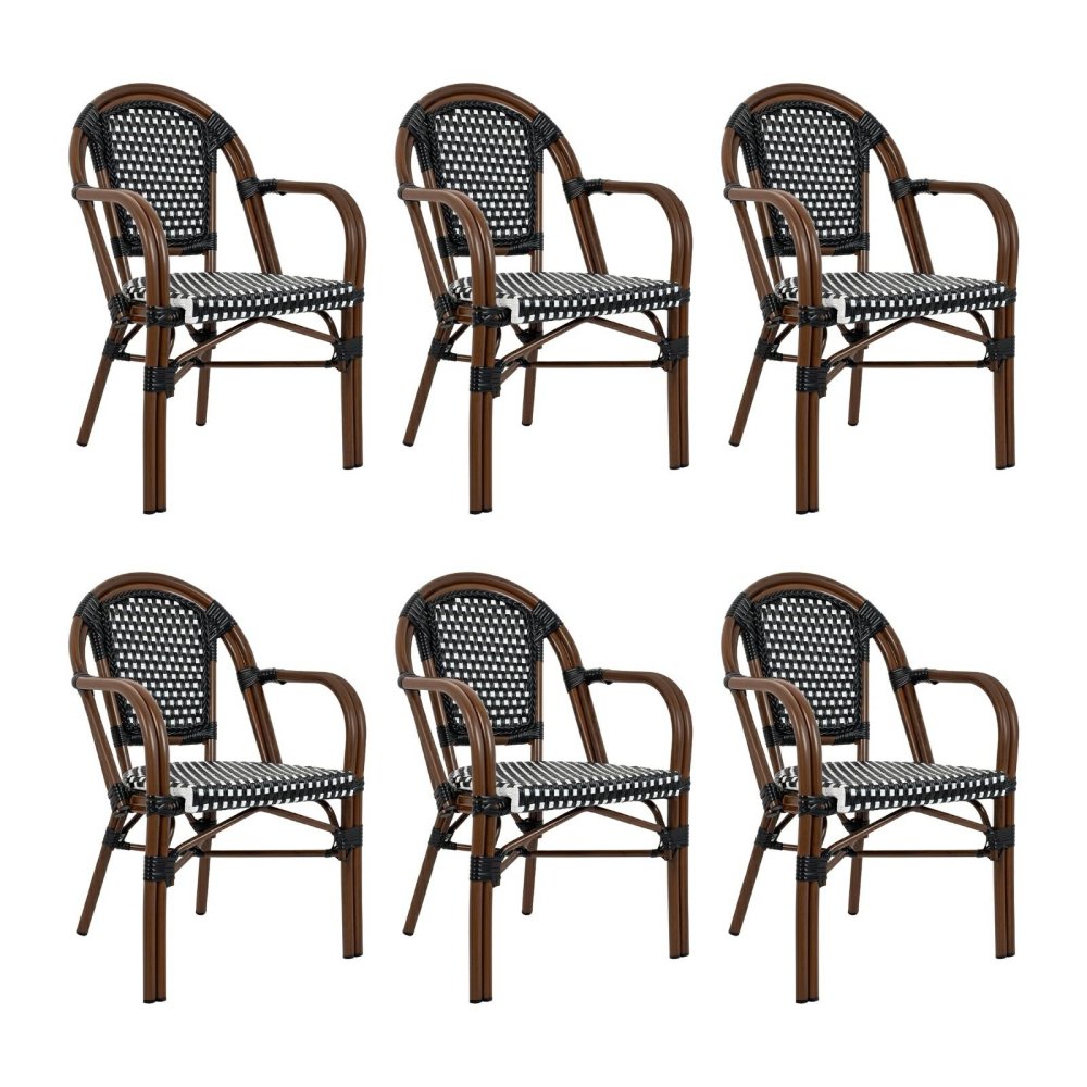 Zestaw 6 krzeseł ogrodowych CAFE PARIS    ARM brązowy rattan