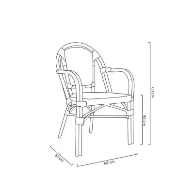 Zestaw 6 krzeseł ogrodowych CAFE PARIS    ARM brązowy rattan