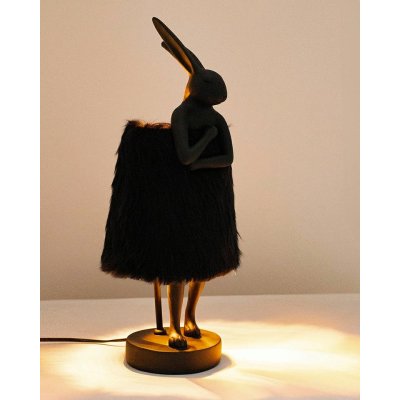 KARE lampa stołowa RABBIT FUR 50 cm       czarna / złota
