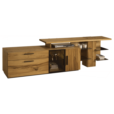 Moreno RTV II prawa (z dostawką, półki szkło)