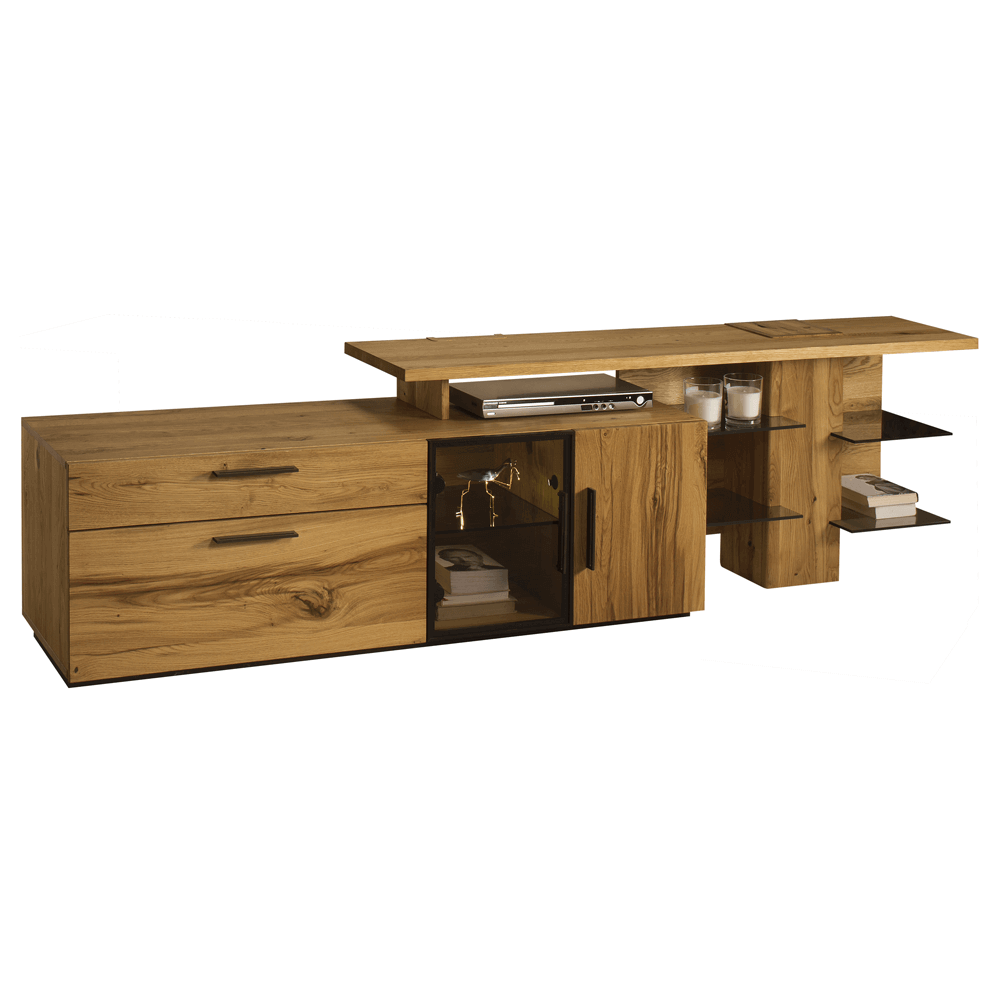 Moreno RTV II prawa (z dostawką, półki szkło)