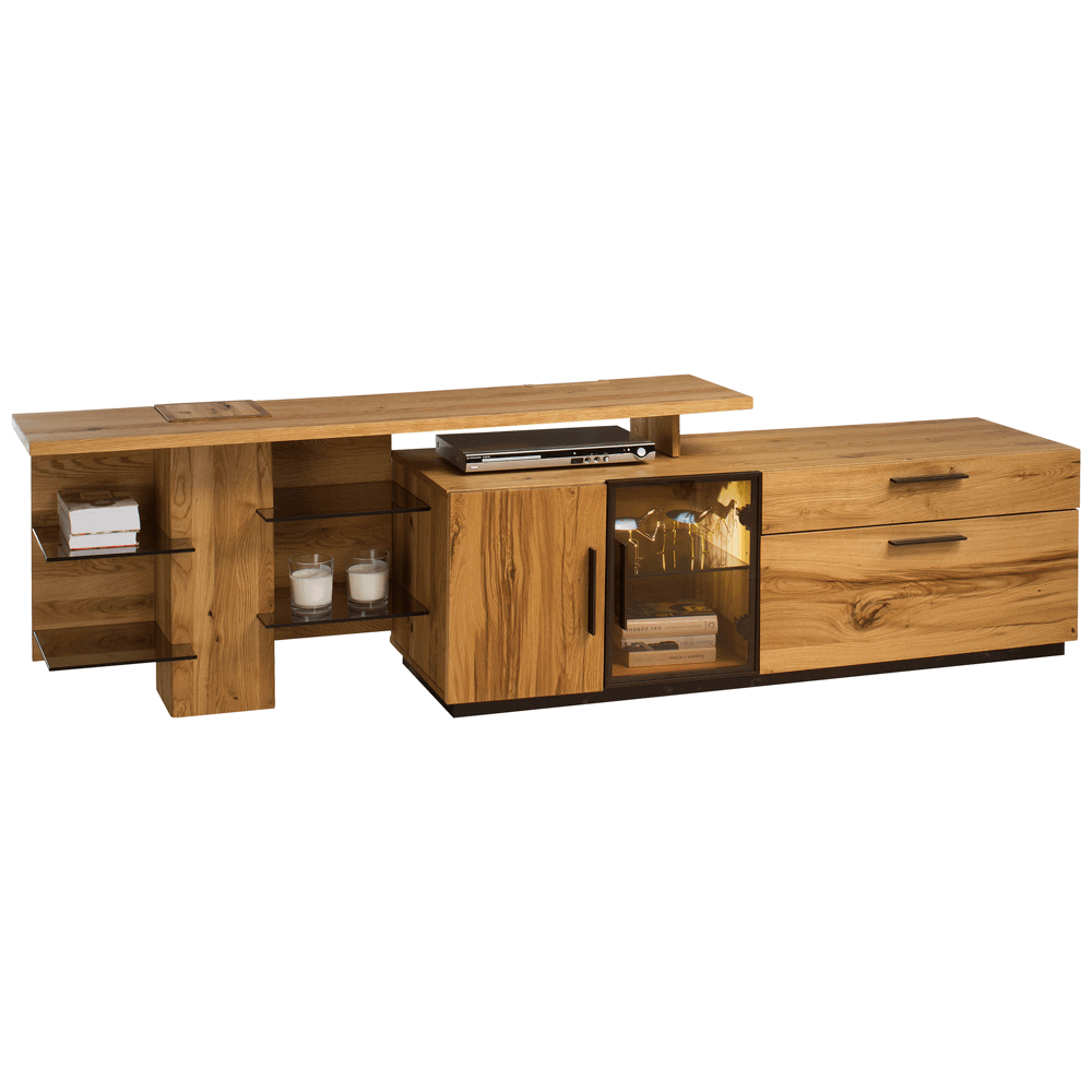 Moreno RTV II lewa (z dostawką, półki szkło)